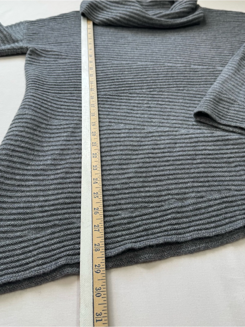 Nordstrom Collection Cashmere Sweater Women’s Medium Gray Asymmetrical Cowl Neck - Picture 7 of 8